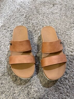 Reef Tan Dual-Strap Slide Sandals